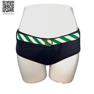 Size Large NWT Navy and Kelly Green Belted Bikini Bottoms by Anne Cole Signature
